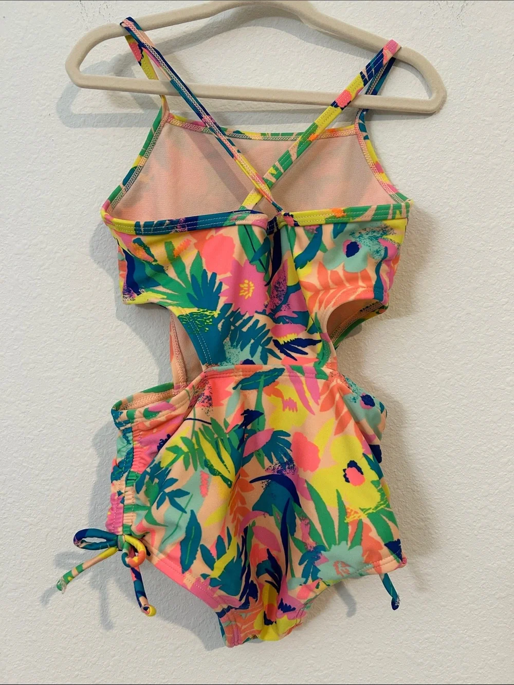 Girls' Tropical Floral One-Piece Swimsuit in Multicolor